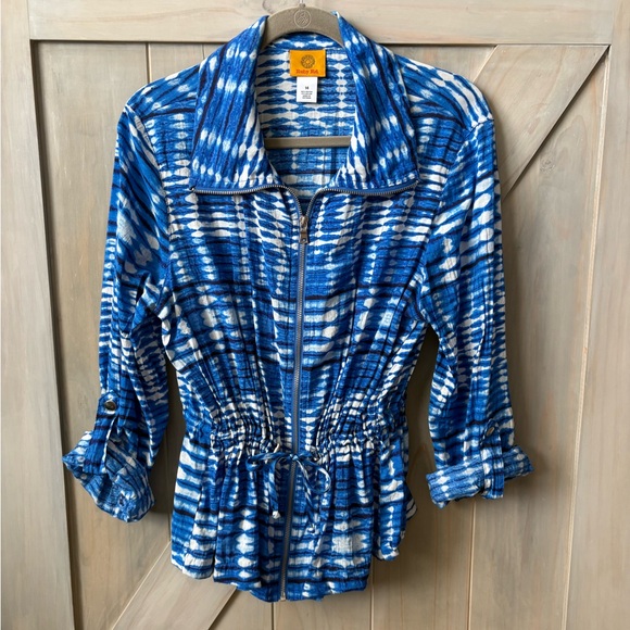 Ruby Rd. Jackets & Blazers - Ruby Rd Royal and White Zip-Up Jacket
